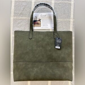 K. Carroll Vegan suede Olive Green Tote Bag
